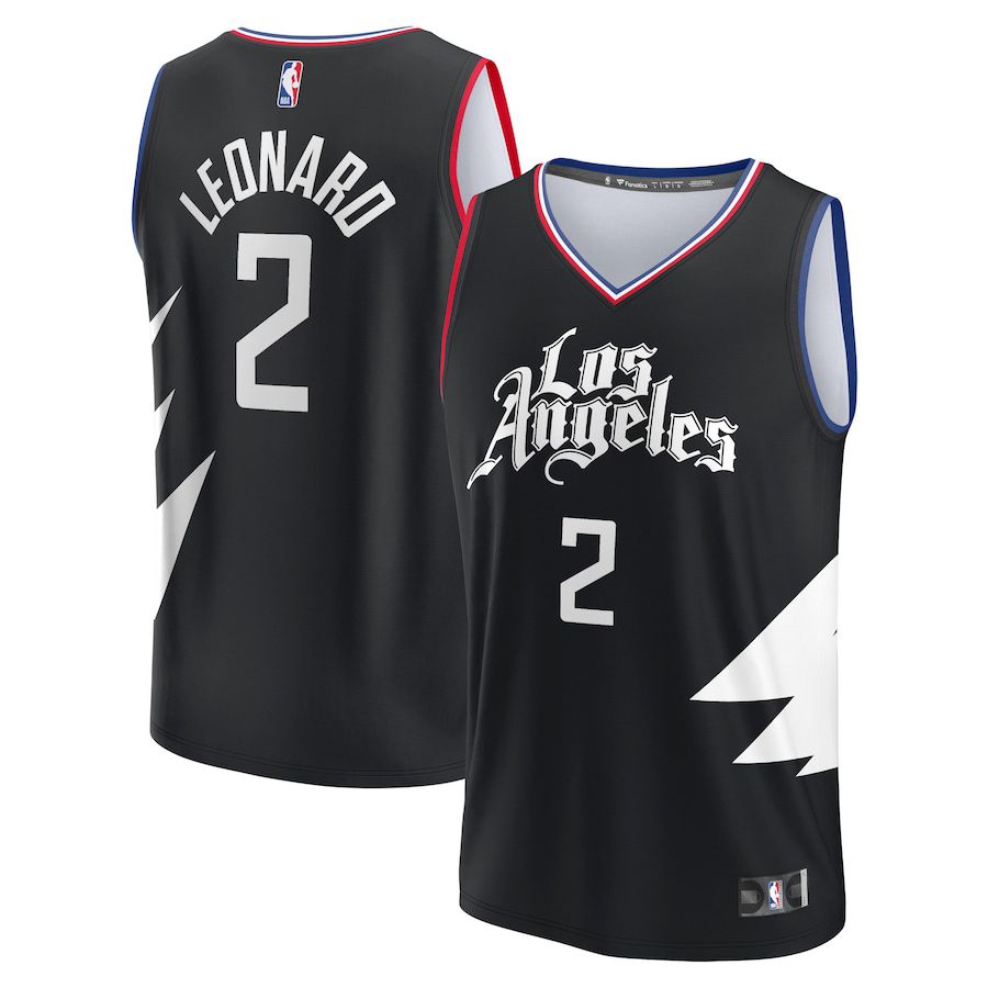 Men Los Angeles Clippers #2 Kawhi Leonard Fanatics Branded Black 2022-23 Fast Break Replica NBA Jersey